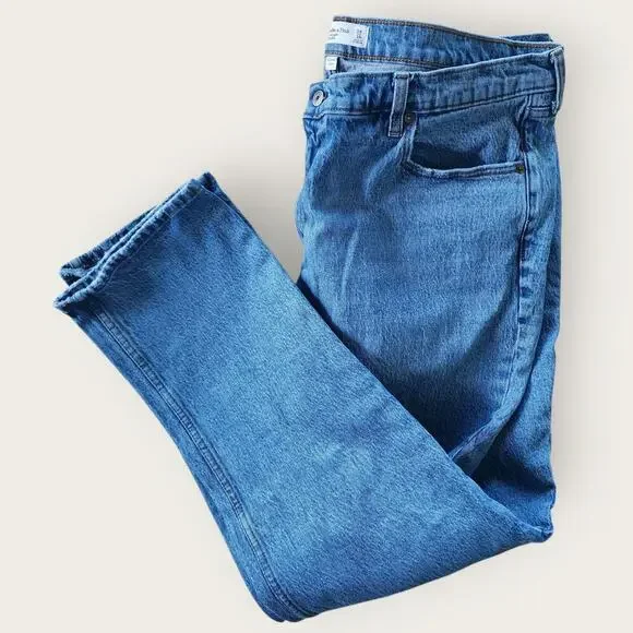 Abercrombie & Fitch Jeans Women's Sz 18R Blue The Straight Mid-Rise Curve Love - Picture 4 of 7